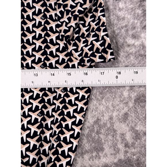 Brooks Brothers Red Fleece Dress Small Womens Airplane Print Wrap Jersey Stretch - Picture 4 of 8